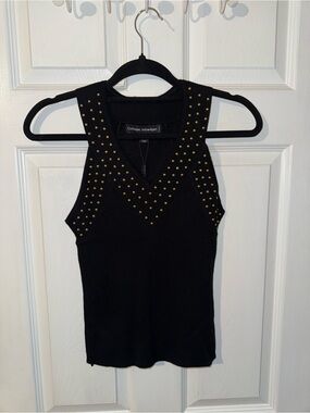 Catherine Malandrino Black Tank Top with Gold Studs